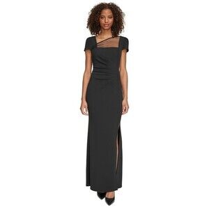 DKNY Elegant Black Mesh Maxi Dress
